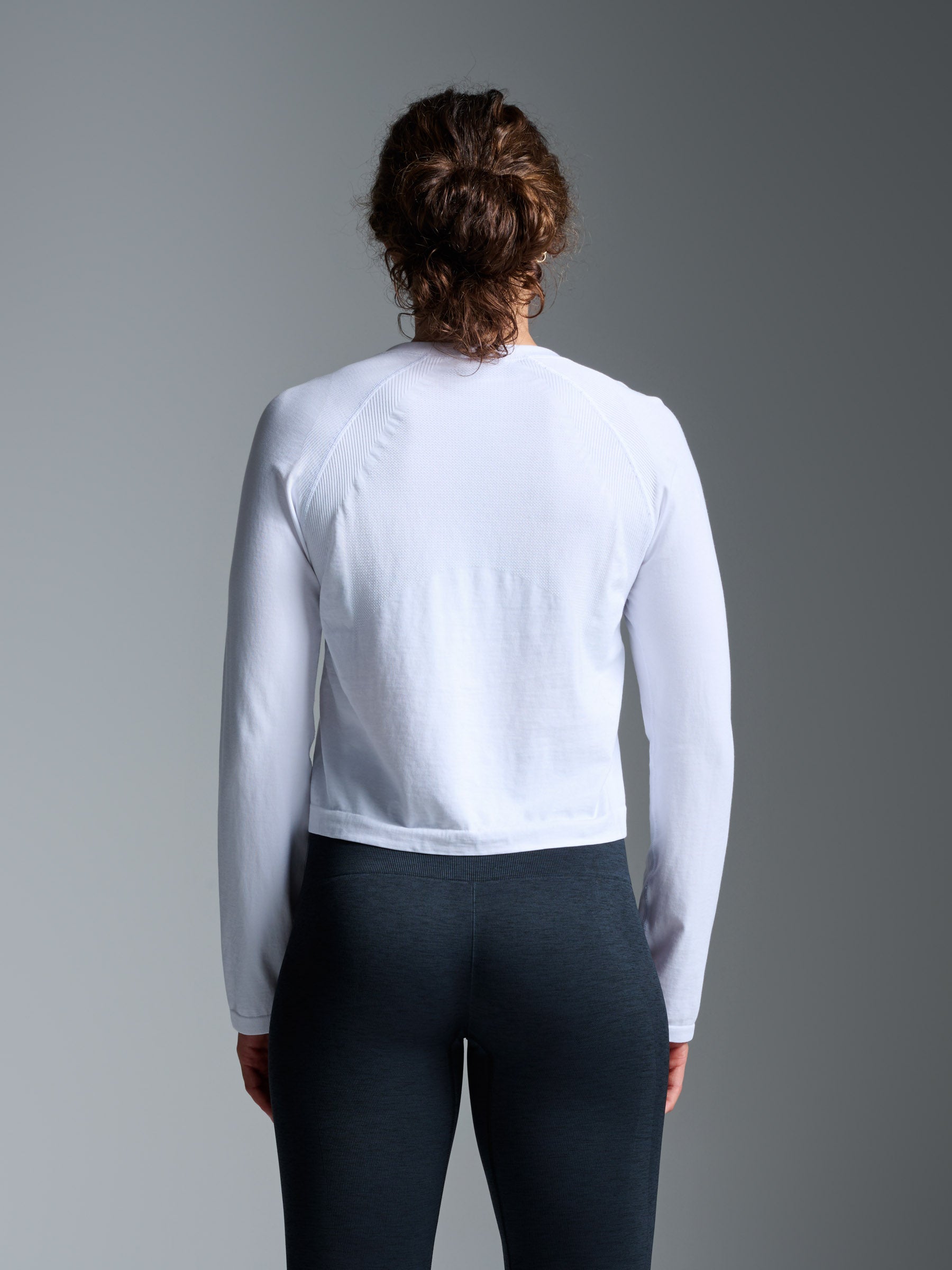 HERE TODAY Cropped Long Sleeve Tee White